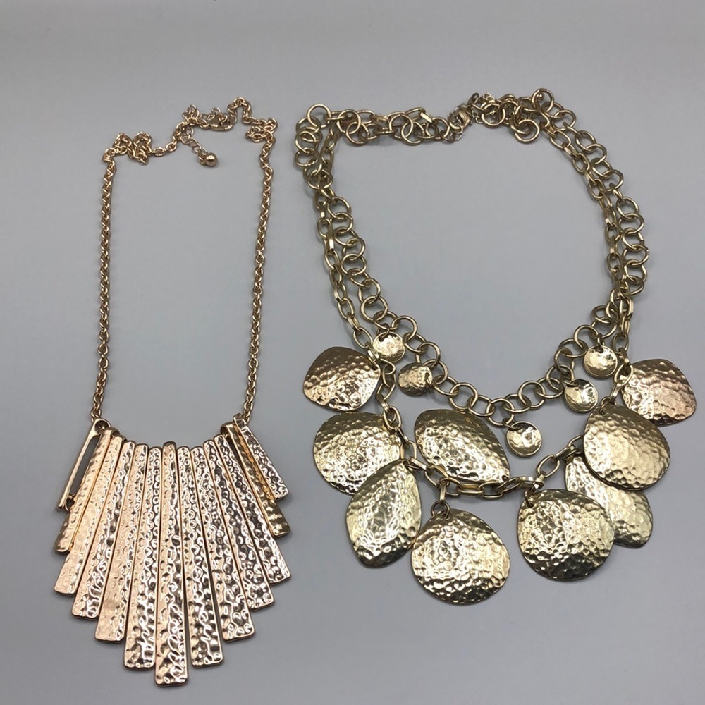 Bundle 2 Modernist Statement Style Chain Necklace… - image 1